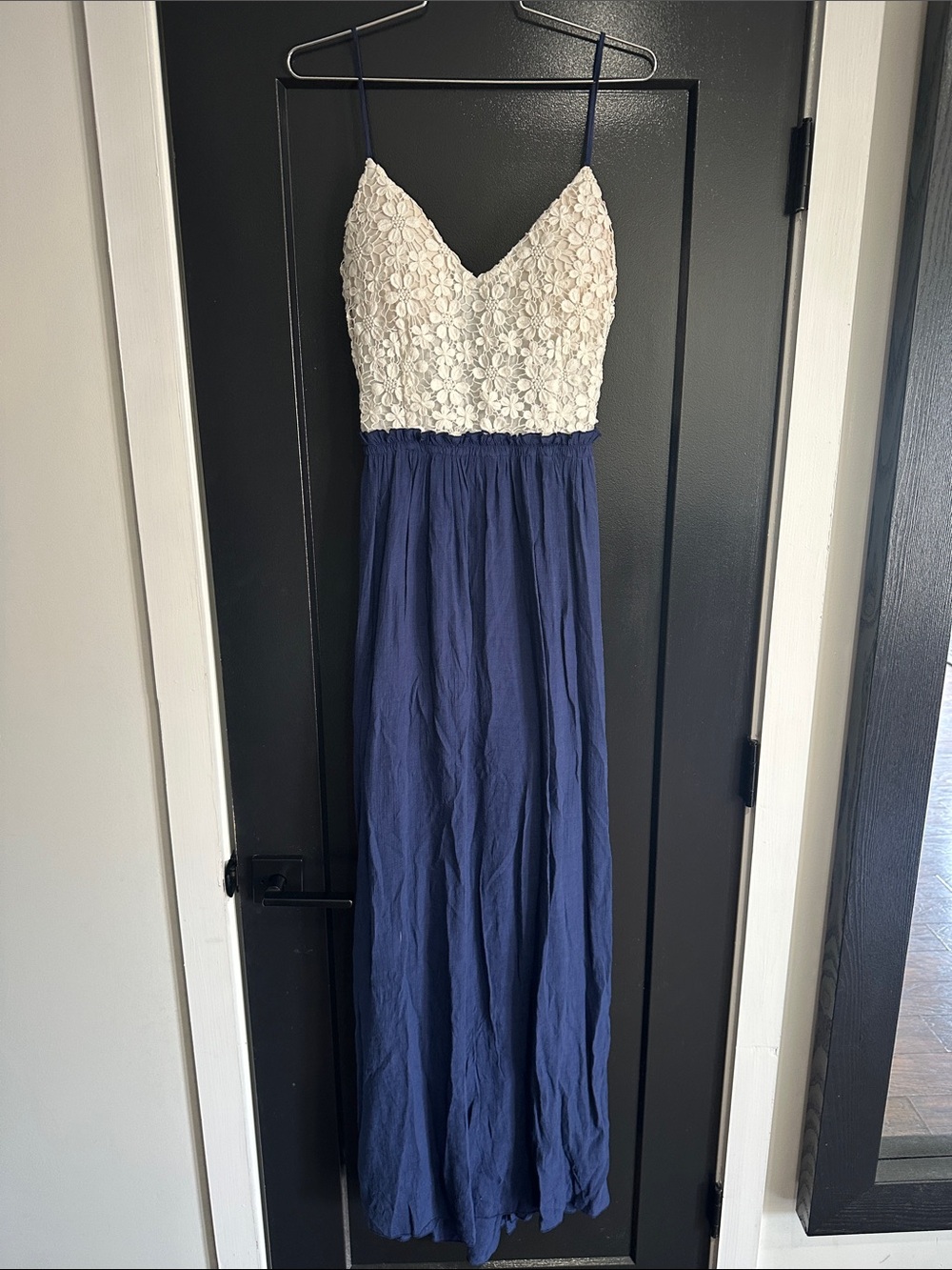 Papaya Navy Lace-Trim Maxi Dress